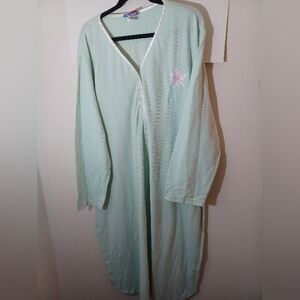 Castle Habor 1980s Knit Green Long Vintage Nightgown 2XL Grandma Cozy